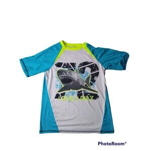 OP Swim Shirt Shark Child Size 8 Top Stretchy Beach Pool Sea Jaws 72 Rashguard